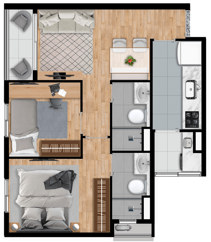 Apartamento com 2 dormitórios 1 suíte em Vila Esperança